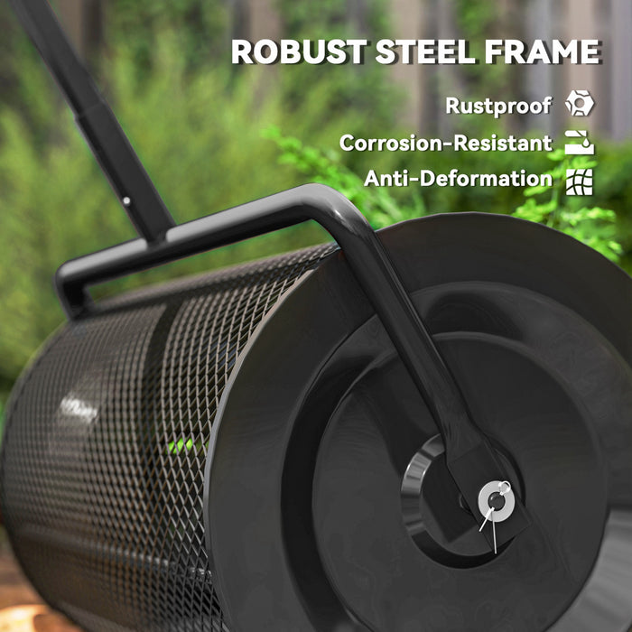 Outsunny Epandeur de compost, epandeur avec poignee reglable, noir