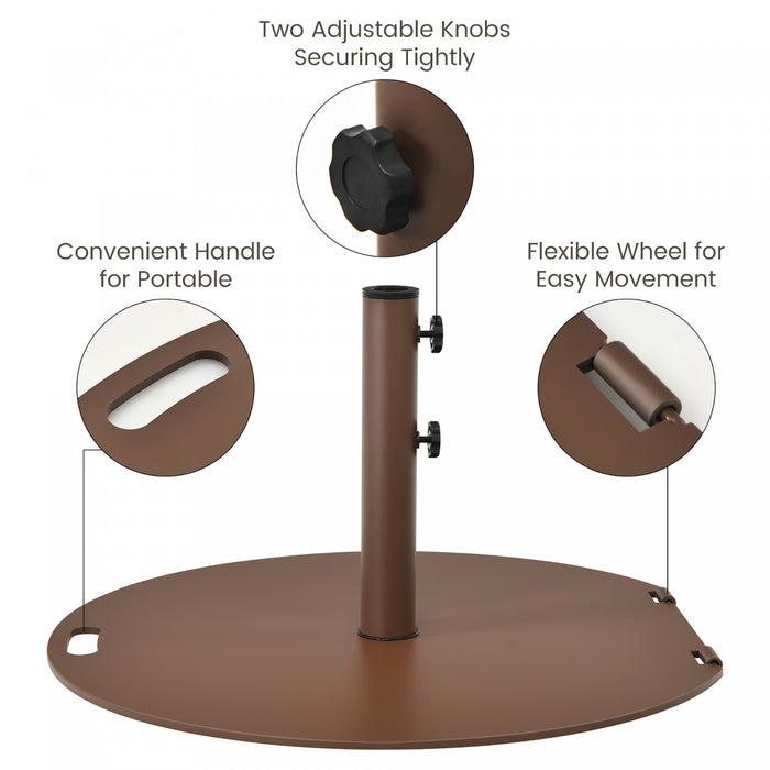 Costway Parasol de Patio 9ft Exterieur avec Pied de Parasol Rond de 50 LBS avec Roulettes