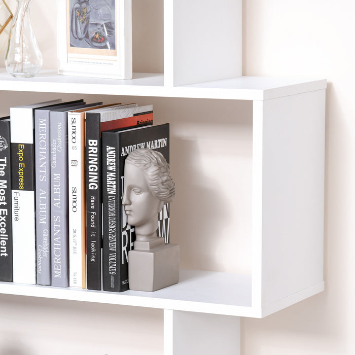 HOMCOM Bibliotheque 6 Etageres en Forme S, Separateur Bureau Maison Blanc