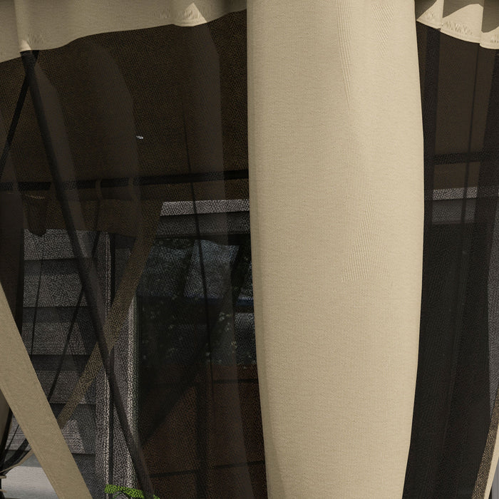 Outsunny Tente D'auvent De Pavillon De Patio De 12' Avec Filet, Taupe