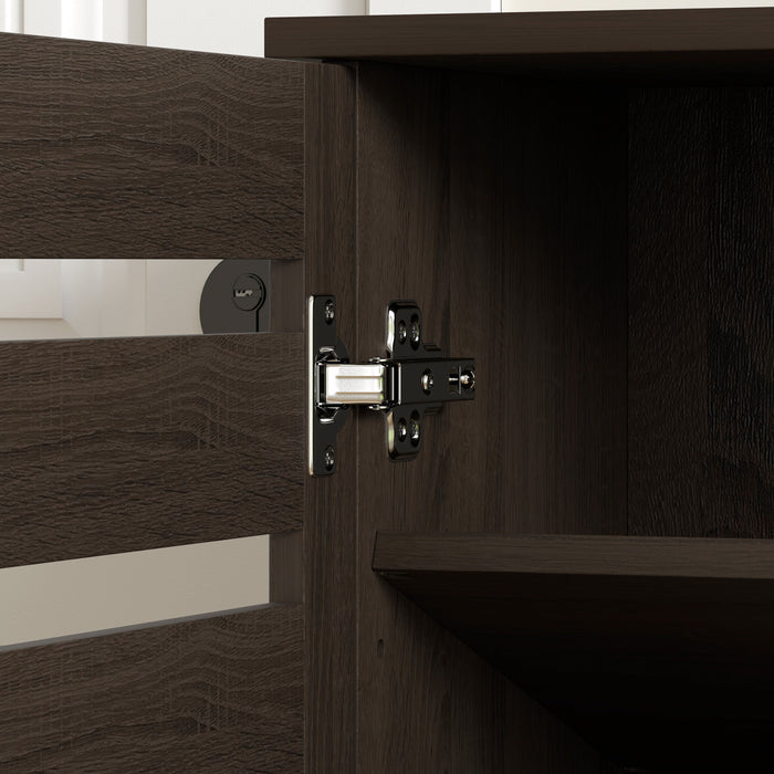 HOMCOM Armoire a chaussures pour entree avec 3 portes a lattes, marron