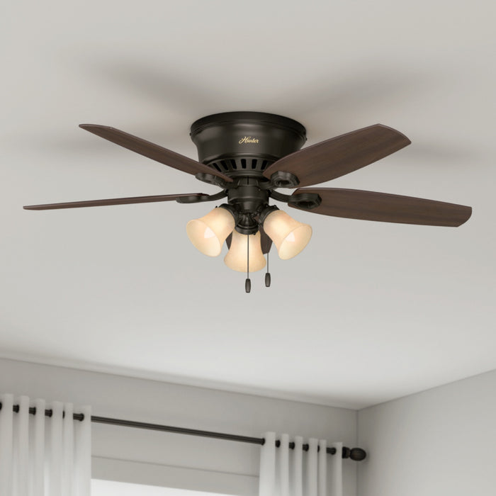 Ventilateur de plafond à profil bas du constructeur avec luminaire - Bronze