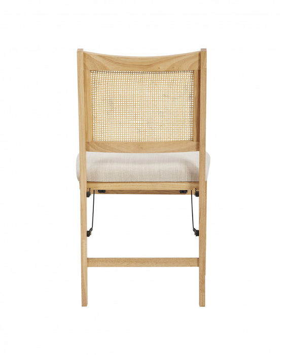 Chaise de salle à manger pliante Bauer en tissu et en cannage - naturelle