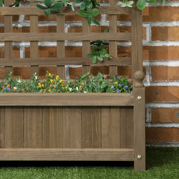 Outsunny Lit De Jardin Sureleve Avec Treillis Pour Vignes Grimpantes, Jardiniere En Bois Pour Jardin, Parterre De Fleurs Sur Pied, Presentoir Interieur Et Exterieur, 25,2\" X 11\" X 29,5\", Cafe