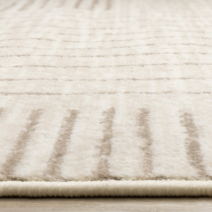 Tapis Florence Brown Cream a motif geometrique a lignes lineaires, 5'3\" x 7'4\"
