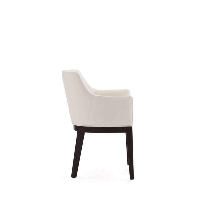 Fauteuil en bois moderne Gansevoort en cuir vegetalien ivoire - Lot de 2