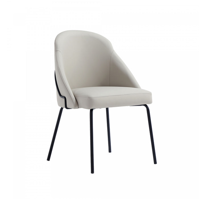 Chaise de salle a manger moderne Gracie en metal et cuir vegetalien, gris pierre et noir