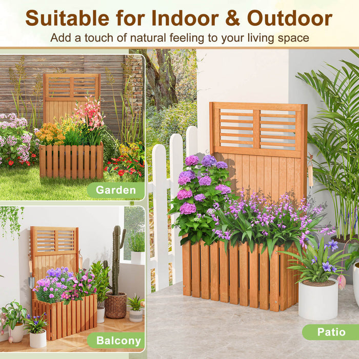 Costway Plante En Bois Stand Souleve Lit De Jardin Avec Trellis & Planter Box Ecran De Confidentialite