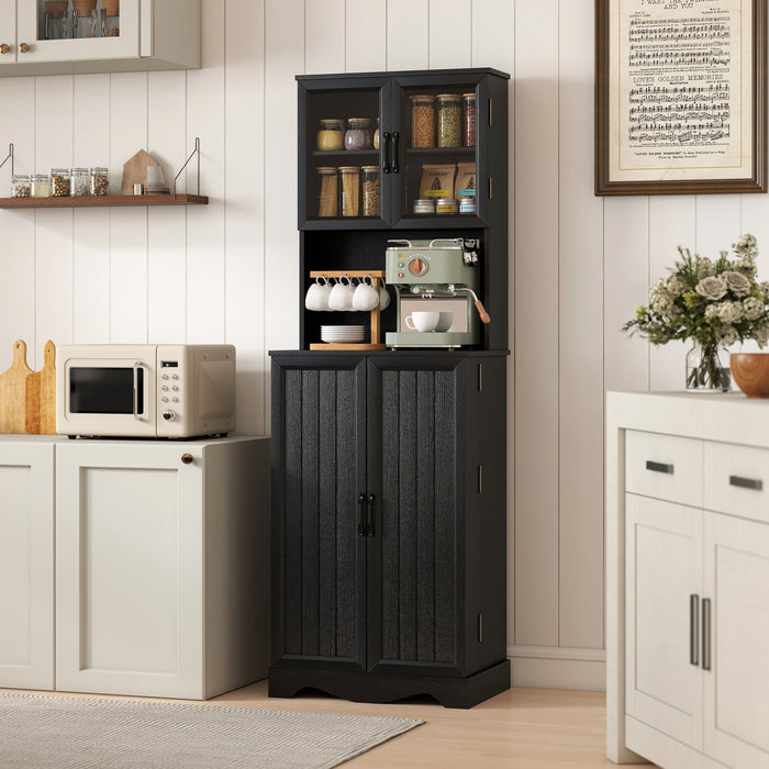 HOMCOM Buffet de Cuisine de 71\", Buffet avec 8 Etageres de Porte, Noir