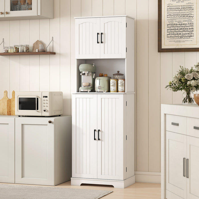 HOMCOM Armoire de garde-manger, placard de cuisine, etageres a epices Blanc