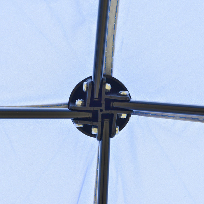 Outsunny 7 'x 7' Tente De Jardin Pliable Avec Sac A Dos Et Pieds Reglables Auvent De Fete En Plein Air, Bleu Et Noir