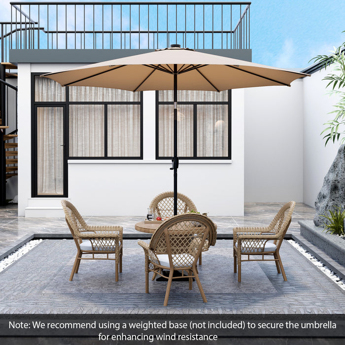Costway Parasol de table de patio 10 FT avec 112 LED solaire, inclinaison avec manivelle, exterieur beige