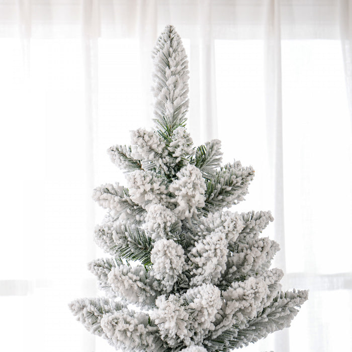 Homcom Arbre De Noel Artificiel Floque De 7 Pieds Avec Base En Acier, Vert
