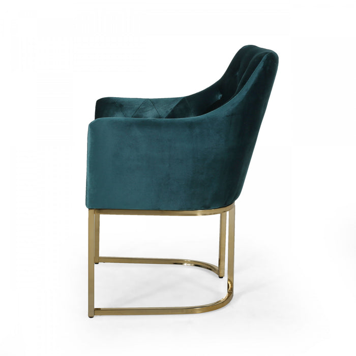 Fauteuil Club Ergonomique Jasmine Avec Revetement En Velours, Couleur Sarcelle
