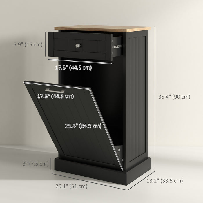 HOMCOM Armoire de poubelle inclinable de cuisine, armoire de recyclage
