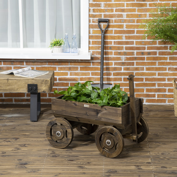 Outsunny Chariot A Fleurs En Bois, Lit De Jardin Sureleve Avec Roues, Jardinieres Pour Plantes D'exterieur, Jardin, Terrasse, Decoration De Jardin