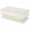 James Coffee Table with 2 Drawers Gold,White | James table basse – table avec 2 tiroirs et details dores, blanc
