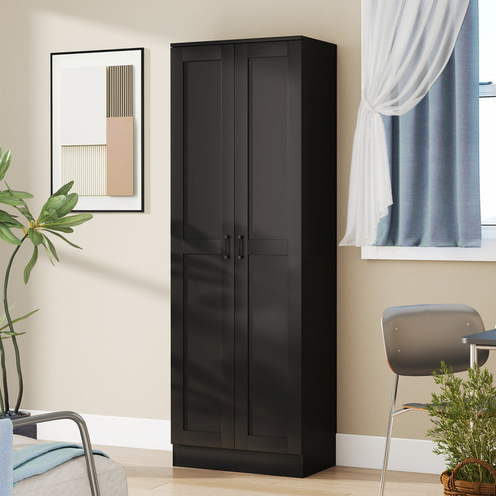 HOMCOM Armoire de rangement avec etageres, placard de garde-manger, noir