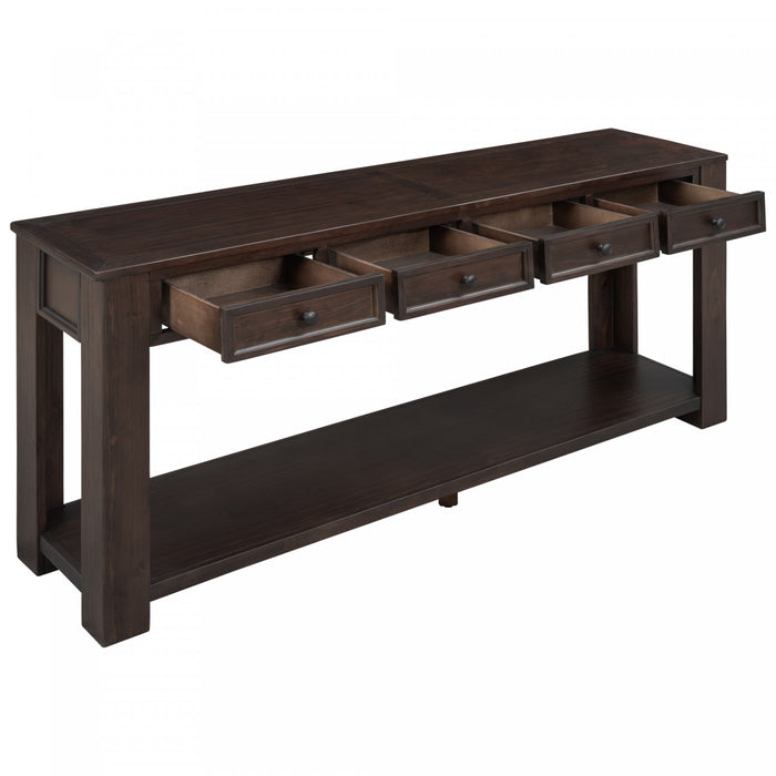 Table Console Gracie En Bois Massif Avec Tiroirs Et Etagere - Espresso