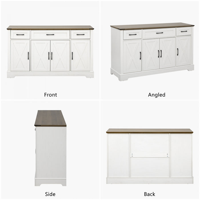 Buffet De Rangement Ryan 55\" Avec Etageres A Portes Et Station Café - Blanc