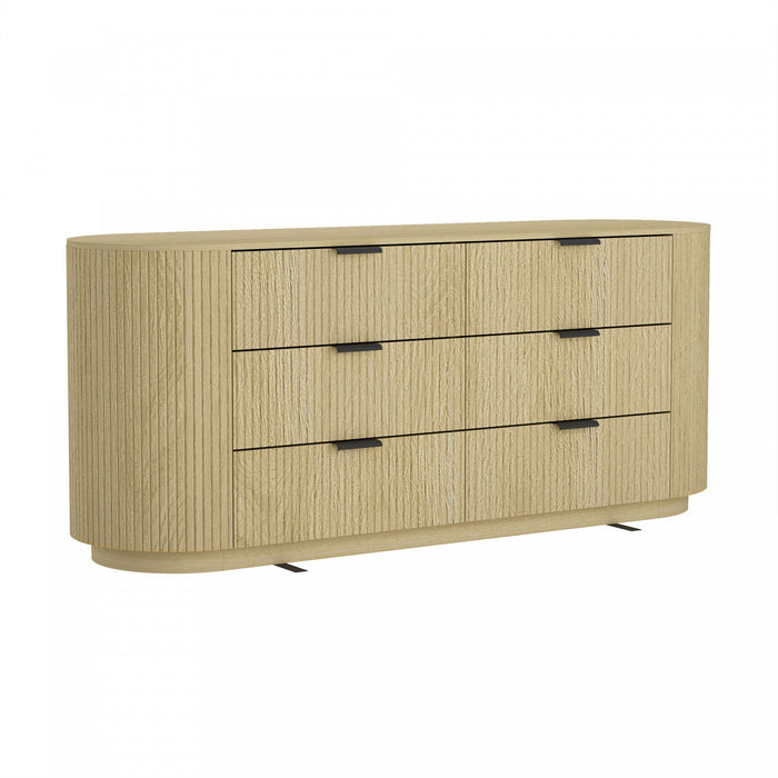 Commode moderne Olivia Manhattan 71\" en chene naturel (6 tiroirs)