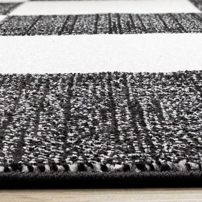 Tapis Covington a Carreaux Noir et Blanc, 7'10\" x 10'6\"