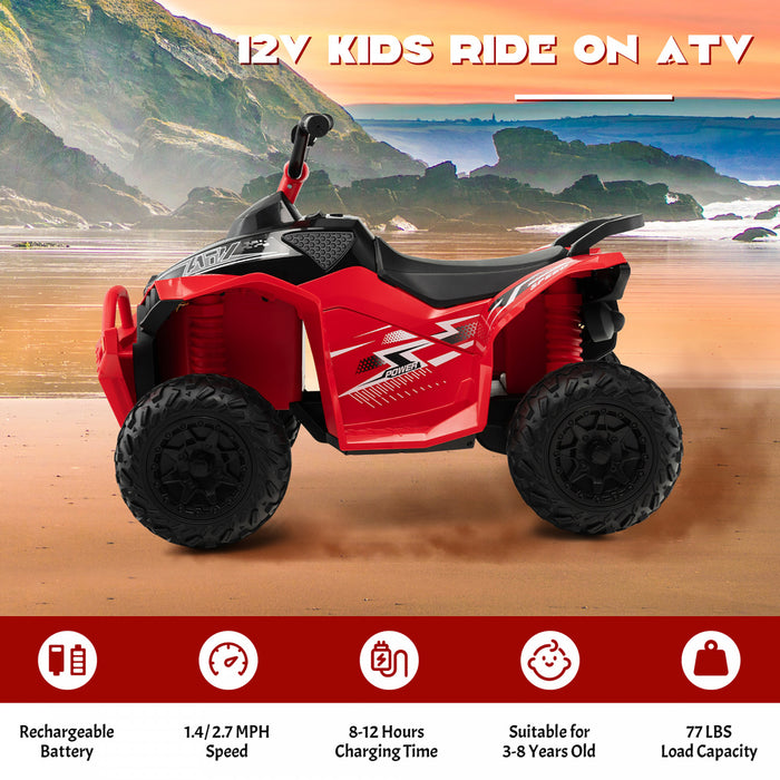 Costway 12v Batterie Alimentee Enfants Rouler Sur Atv Electrique 4 Roues Quad Car Avec Mp3 & Lumiere