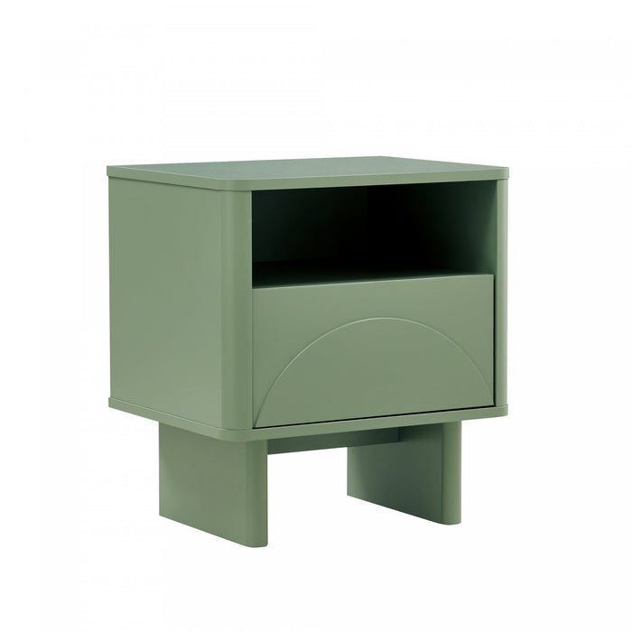 Table de nuit moderne Ella 20\" en vert sauge (1 tiroir) - Lot de 2