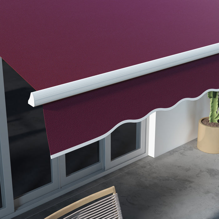 Outsunny Auvent Retractable 10' X 6.5' Avec Lumieres Led, Uv40+, Rouge Vin