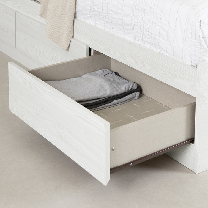 Hazen Ensemble Lit Matelot 3 Tiroirs Et Tete De Lit Bibliotheque Pin Blanc, De Meubles South Shore