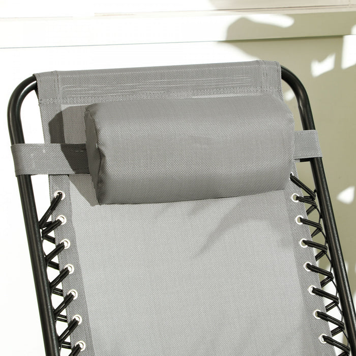 Outsunny Ensemble De 2 Chaises A Bascule Pliables Pour Patio, Gris