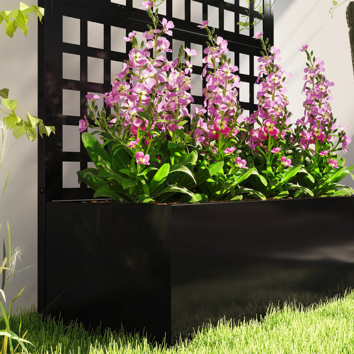 Outsunny Jardiniere galvanisee avec treillis, 43\" x 16\" x 70\"