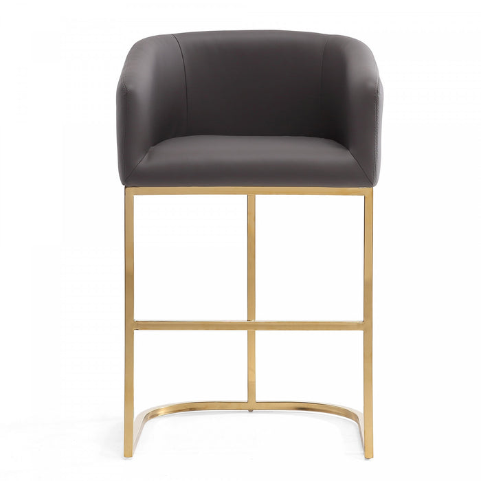 Tabouret de comptoir rembourre en metal gris style mid-century modern Louvre - Lot de 2