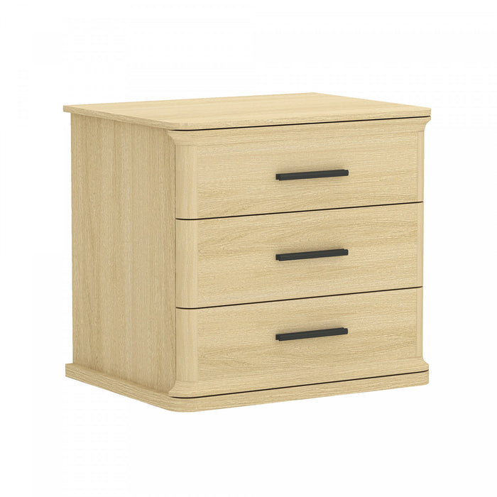 Table de nuit traditionnelle Clifford en chene naturel (3 tiroirs)