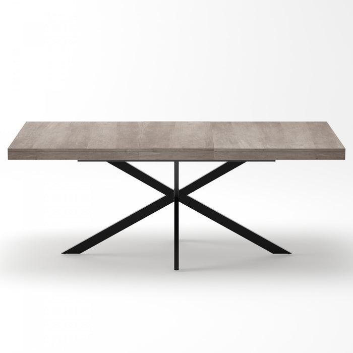 Ethan Table a manger rectangulaire extensible style retro avec rangement cache, gris