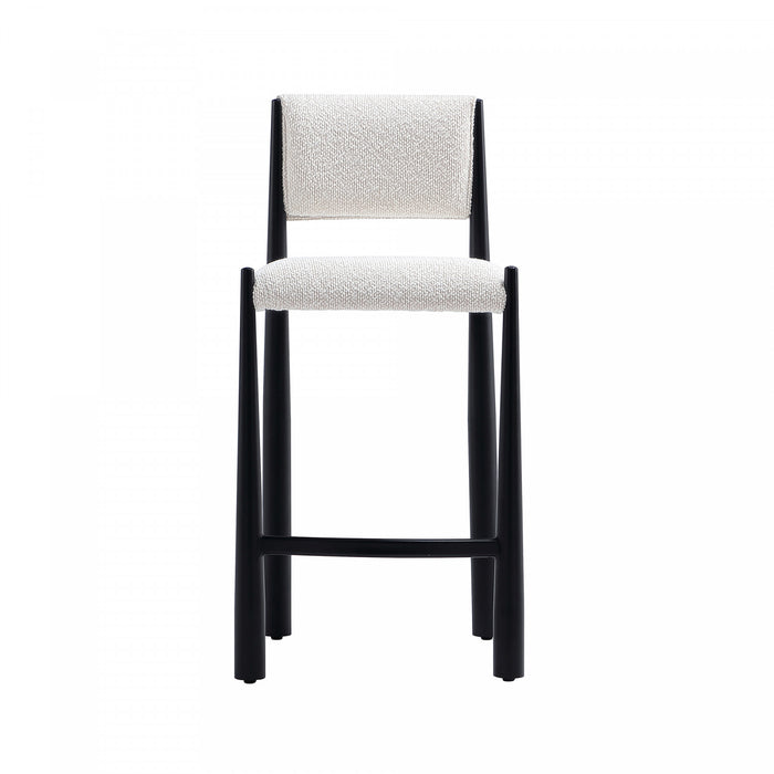 Tabouret de comptoir en metal boucle creme style mid-century modern Lennor