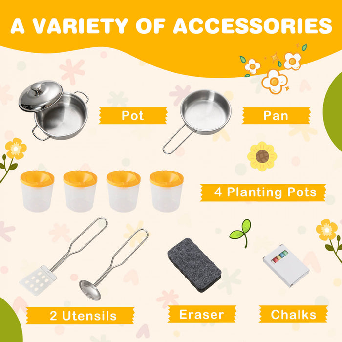 Costway Cuisine De Boue Pour Enfants Avec Des Pots De Plantation Cuisinieres Evier Amovible Panneau Acrylique