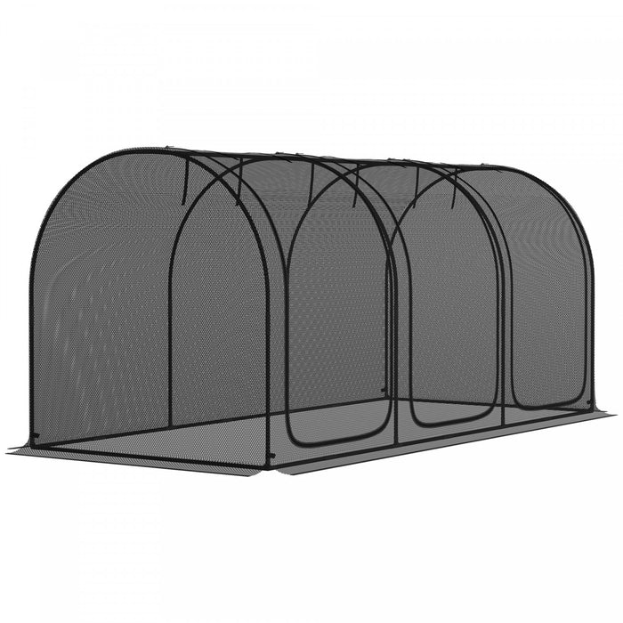 Outsunny Cage De Culture 9 X 4pi Avec Portes Zippees Sac De Rangement, Noir