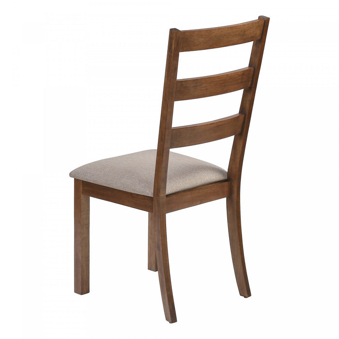 Ensemble de 2 chaises de salle à manger de style transitionnel avec tissu brun et pattes en bois noyer pour la cuisine et la salle à manger