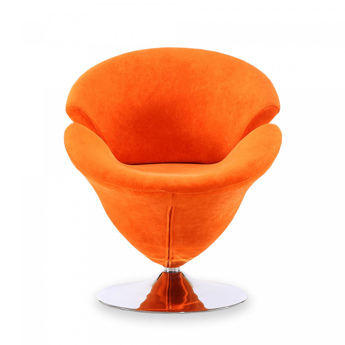 Fauteuil lounge pivotant moderne en velours Tulip orange - Lot de 2