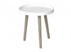 Table de bout avec base en pin - forme ronde blanche 