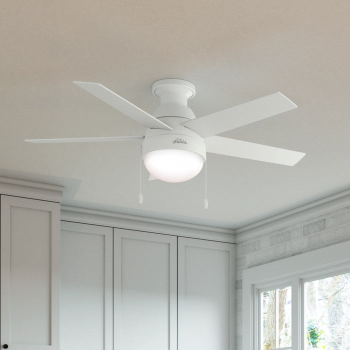 Ventilateur de plafond Anslee à profil bas avec luminaire - Blanc