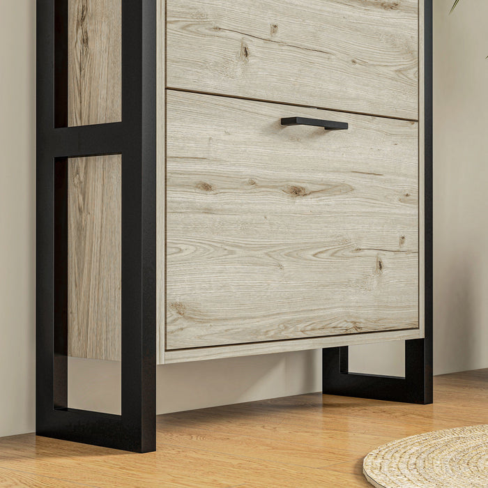 HOMCOM Armoire a chaussures avec 3 tiroirs rabattables, Noyer