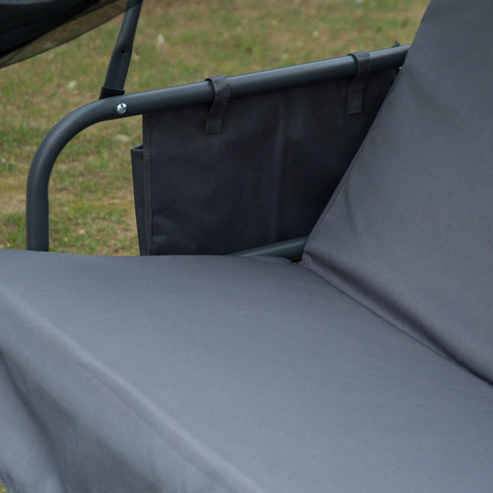 Balancelle De Jardin Convertible 3 Places Grand Confort : Matelas Assise Dossier, Moustiquaire Integrale Zippee Avec Toit, Pochette Rangement Metal Epoxy Polyester Gris