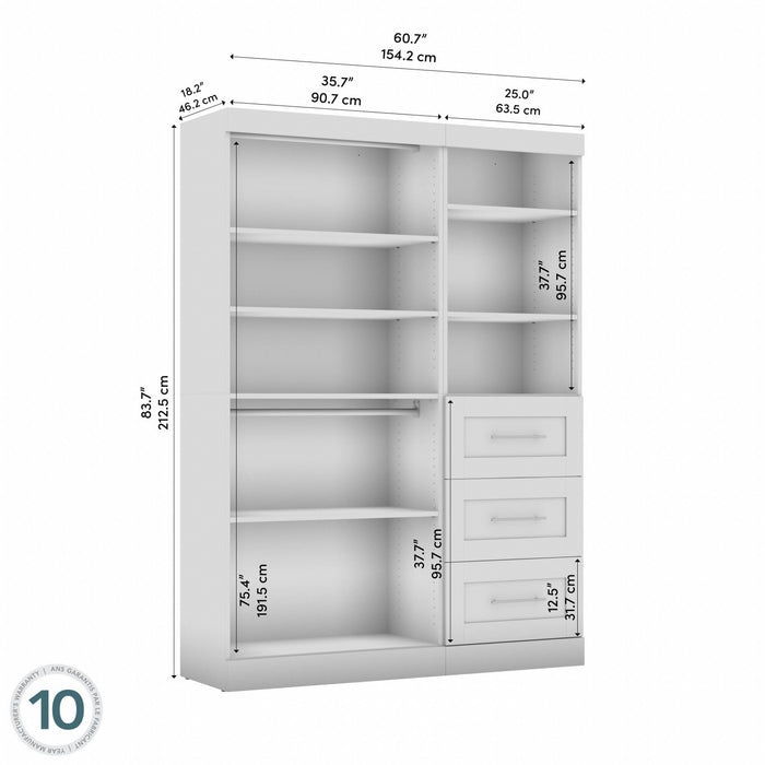 Système d’organisateur de garde-robe Pur de Bestar de 61 po (L) - blanc