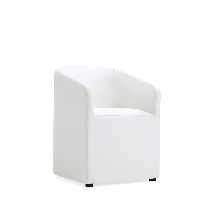 Fauteuil moderne en cuir vegetalien Anna Round blanc - Lot de 2