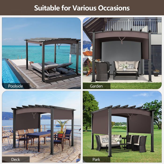 Costway 10 X 10ft Patio Pergola Gazebo Parasol Abri Avec Auvent Retractable