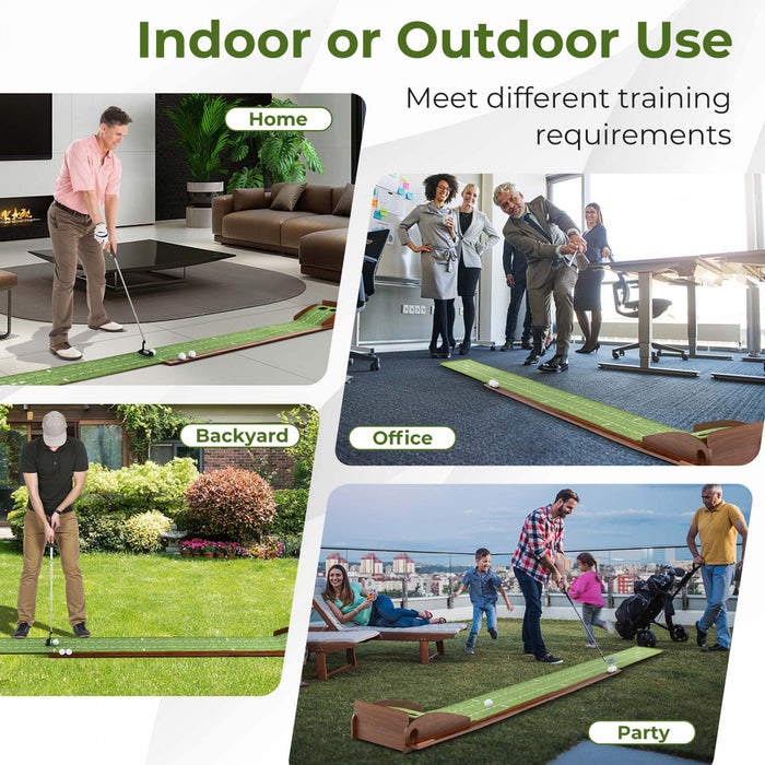 Costway Mettre Vert Pratique Golf Mettre Tapis Avec Auto Ball Retour Et 2 Tailles De Trou