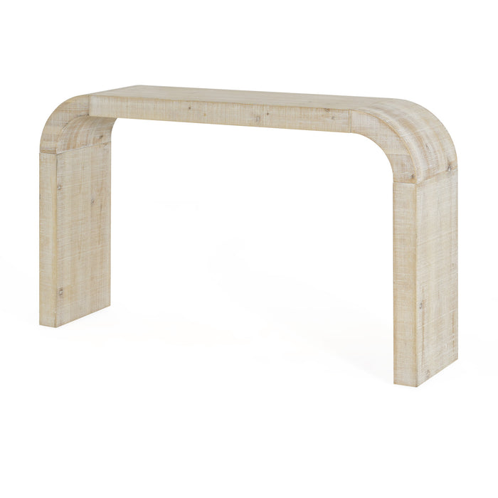 Cedar Table Console en Bois 52 po avec Bord Courbe et Finition Vieillie, Naturel