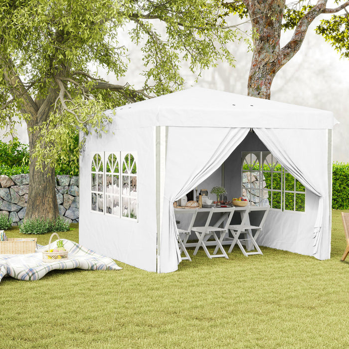 Outsunny Tente Escamotable 10' X 10' Avec Sac De Transport, Blanc